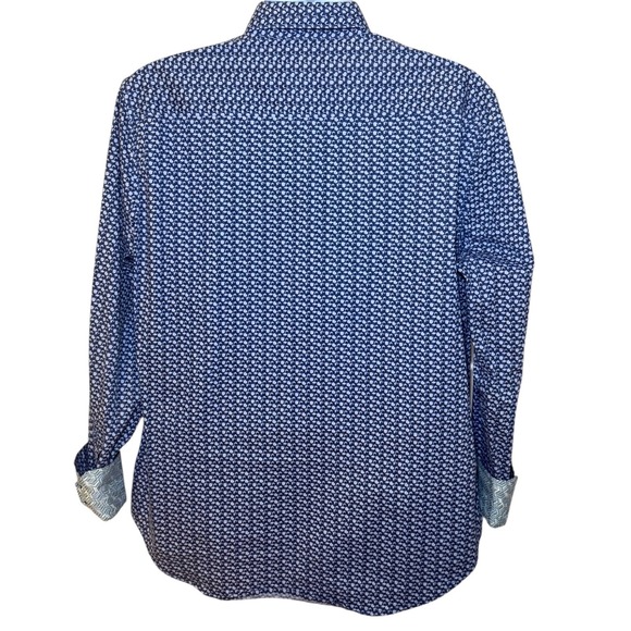 Robert Graham Mens L Classic Fit Shirt Blue Geometric Button Down Long Sleeve - Picture 3 of 10